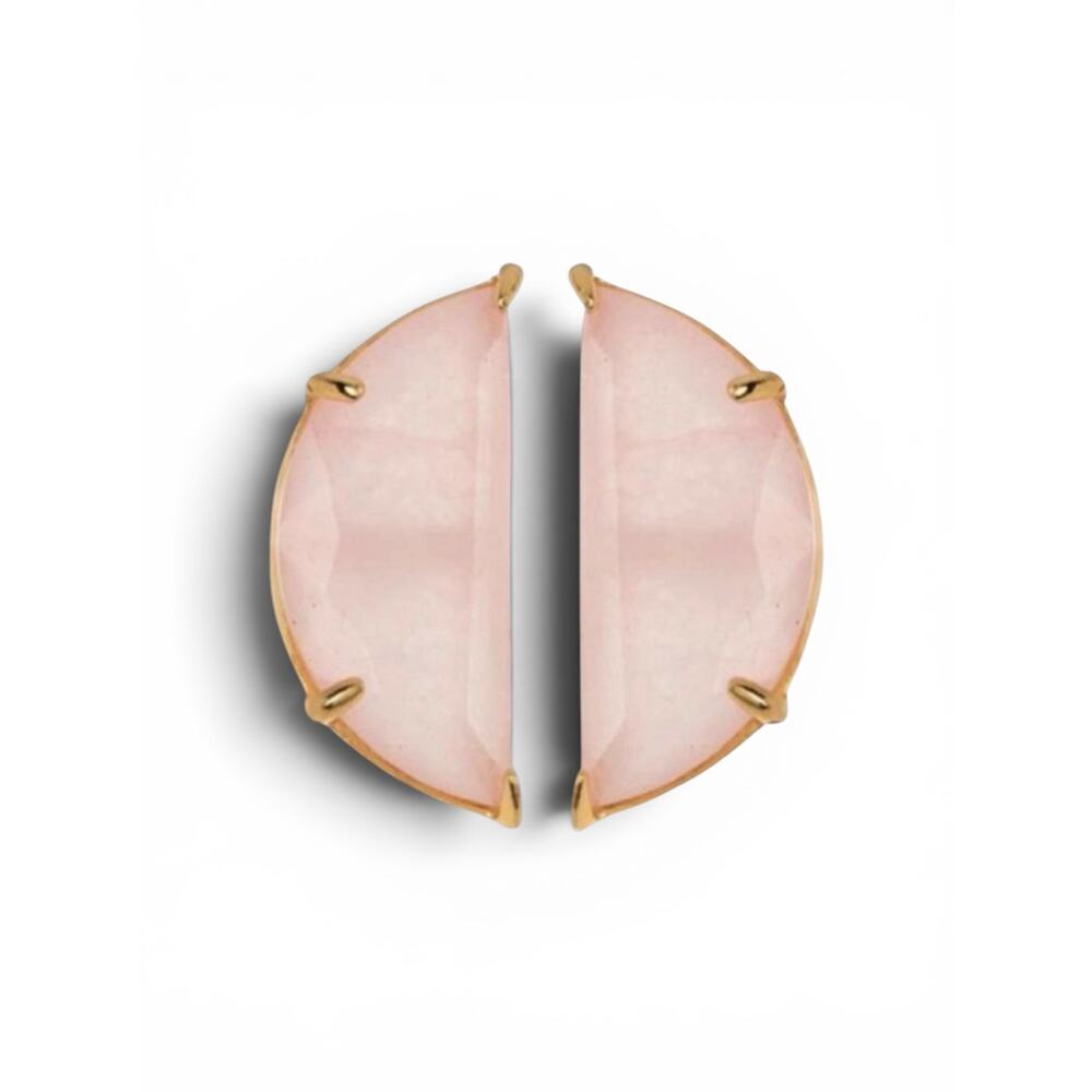 Kate Spade Half Moon Stud Earrings Pink Gold tone Preppy Designer Stud Jewelry
